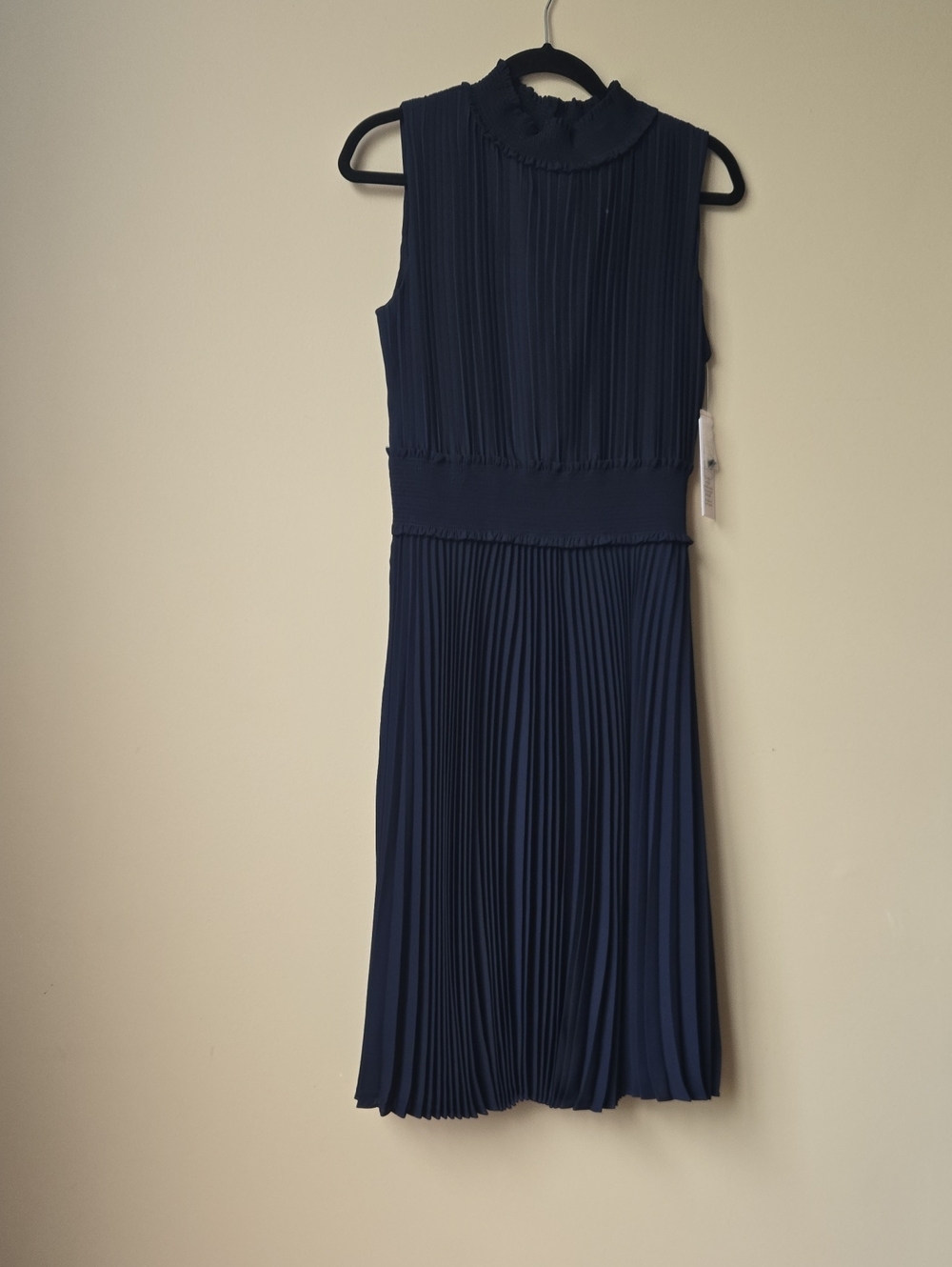 Nanette Lepore Navy Pleated Midi Dress